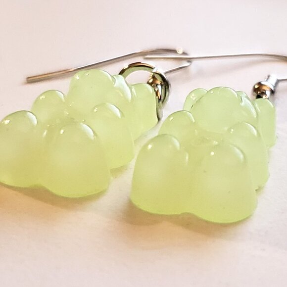 Green Pastel Gummy Bear Earrings - Picture 2 of 4